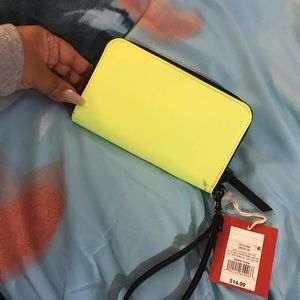 Neon yellow wristlet